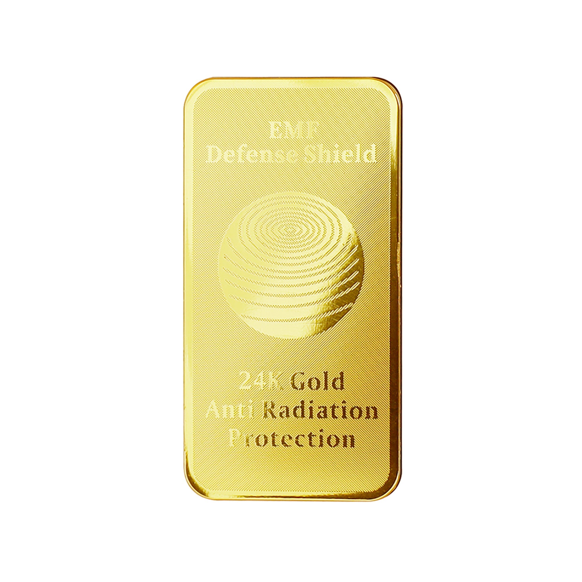 Gold bar with 'EMF Defense Shield' text on a white background