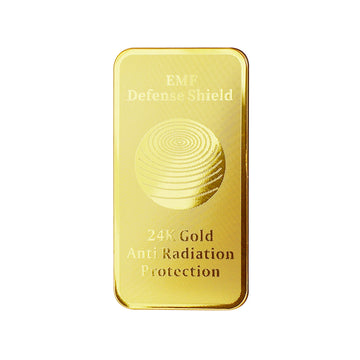 Gold bar with 'EMF Defense Shield' text on a white background