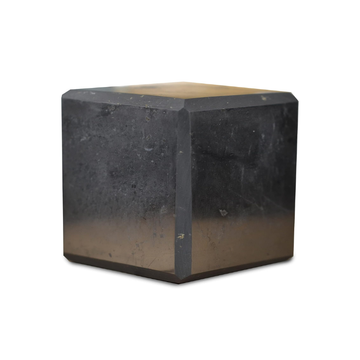 Cylindrical concrete block with a gradient from gray to beige on a white background